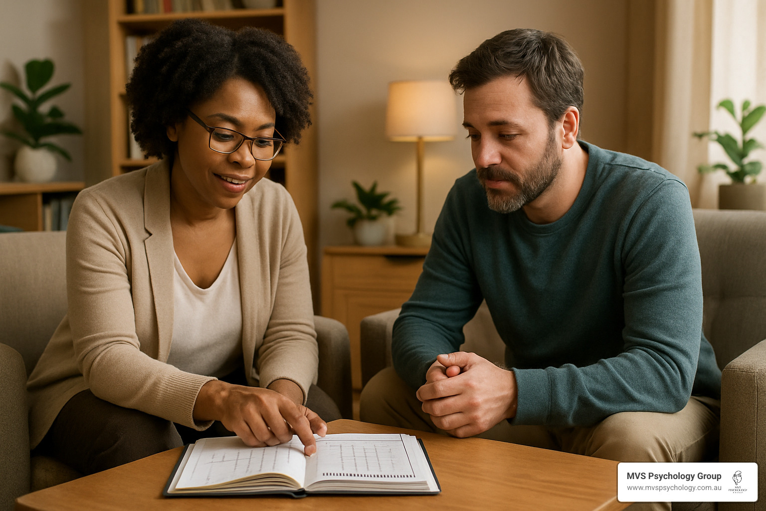 therapist and client with activity diary - chronic pain psychological support therapist and client with activity diary - chronic pain psychological support