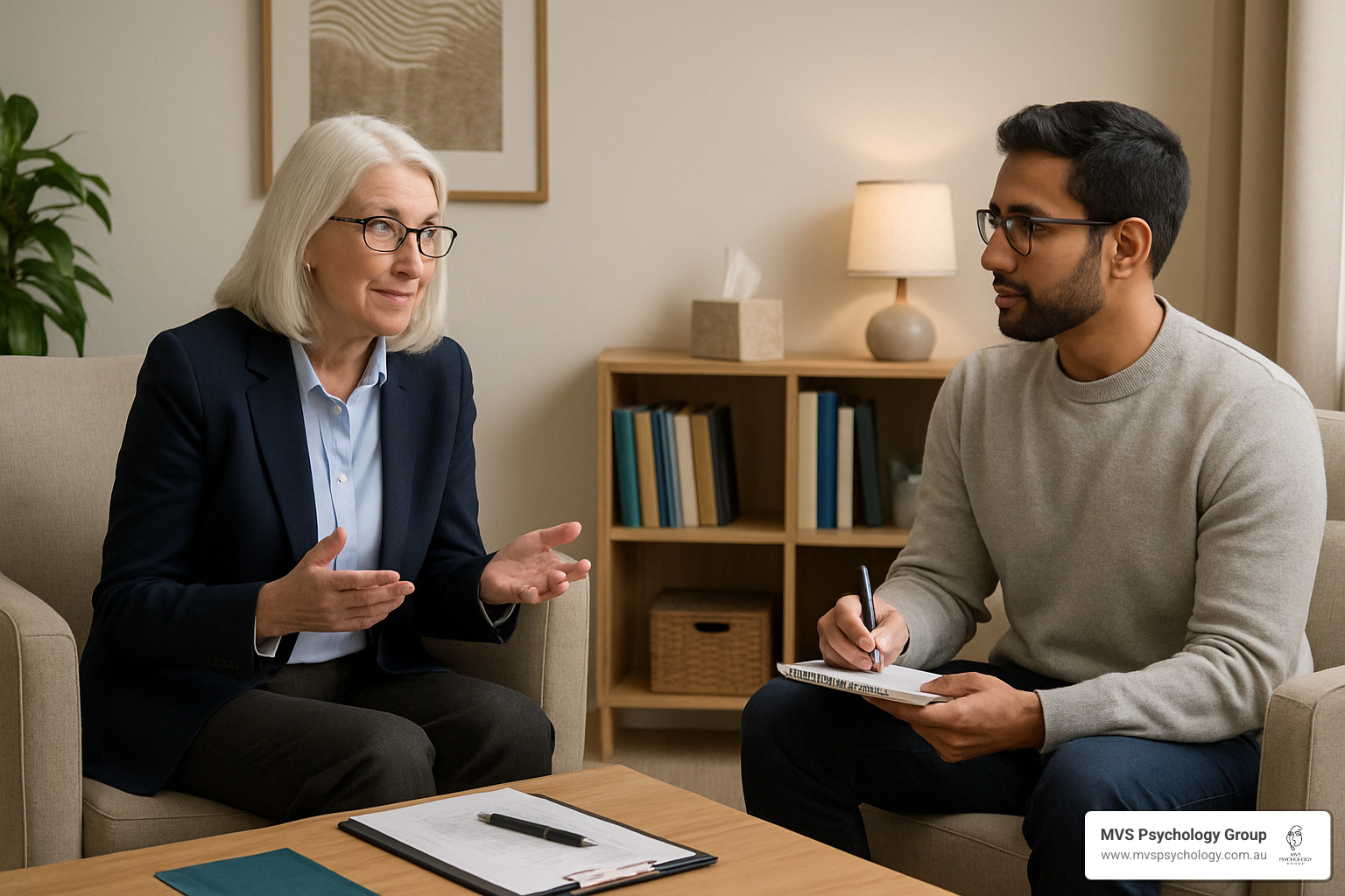 Clinical supervision session between senior therapist and trainee - clinical therapist Clinical supervision session between senior therapist and trainee - clinical therapist