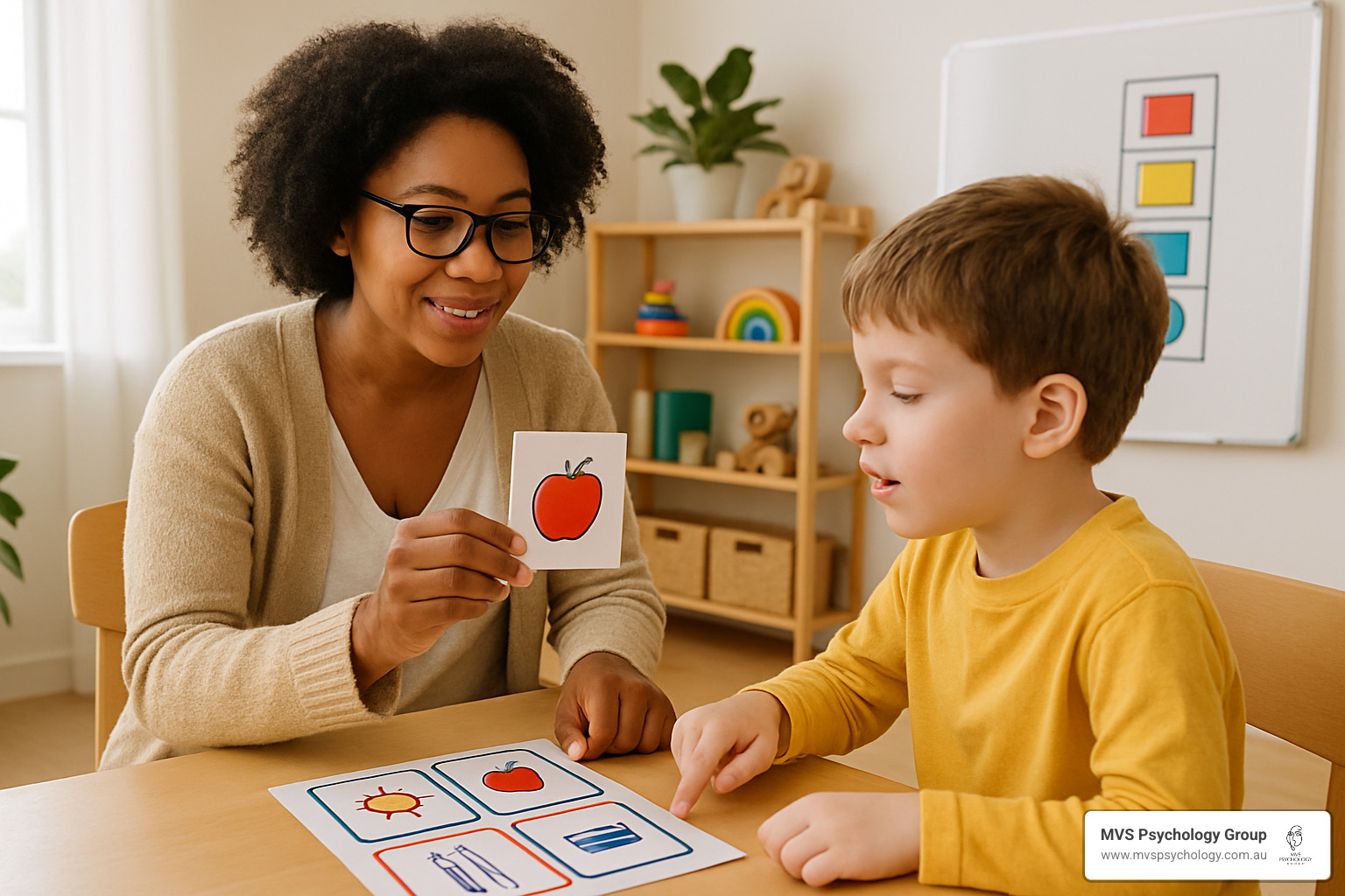 psychologist working with autistic child using visual supports - autism spectrum psychologist psychologist working with autistic child using visual supports - autism spectrum psychologist