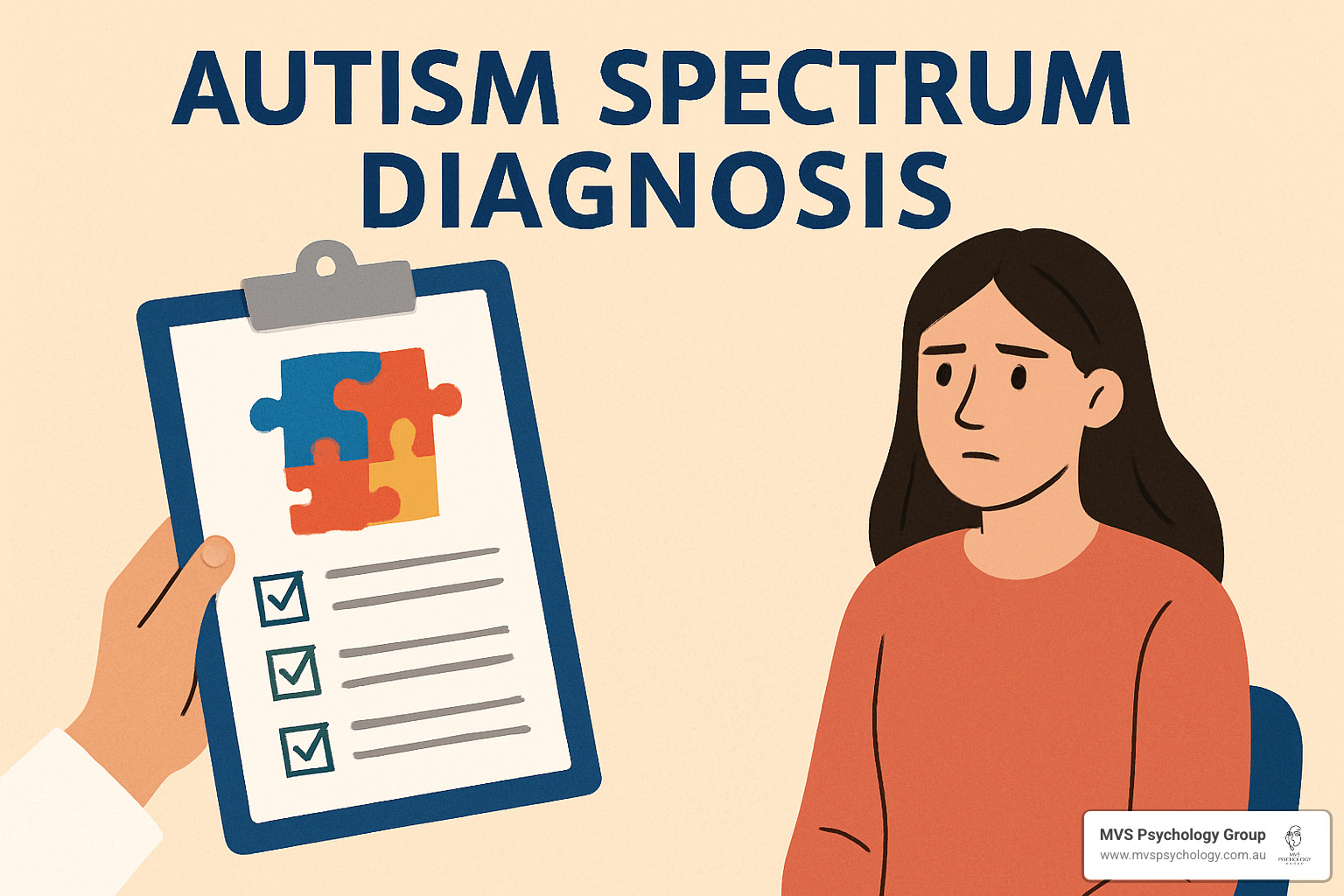 Clinician reviewing diagnostic criteria with parents - autism spectrum diagnosis Clinician reviewing diagnostic criteria with parents - autism spectrum diagnosis